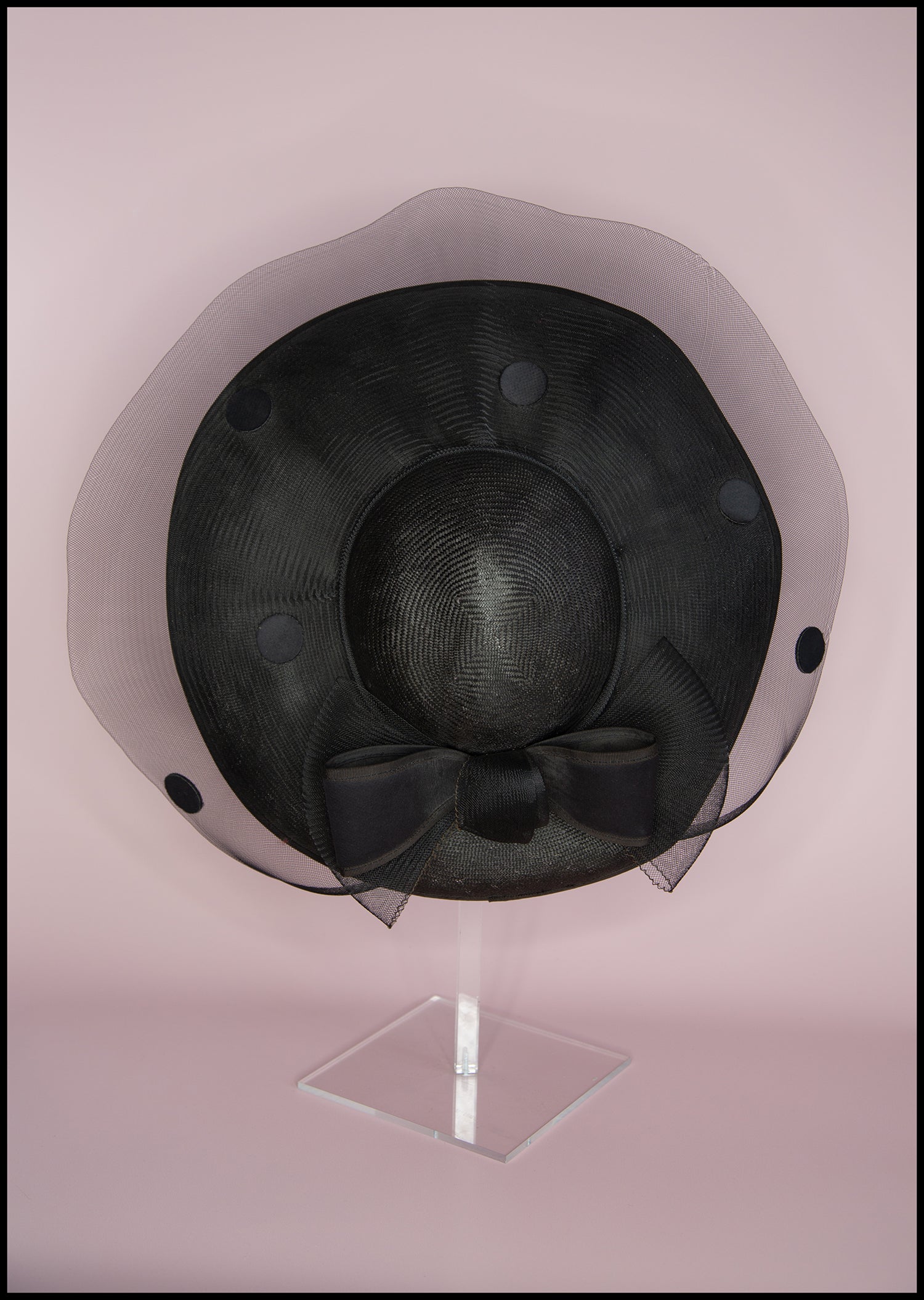 Vintage 1980s Black Dot Wide Brim Hat