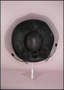 Vintage 1980s Black Dot Wide Brim Hat