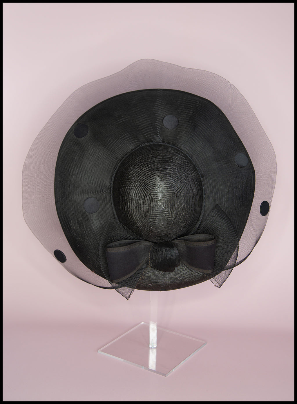 Vintage 1980s Black Dot Wide Brim Hat