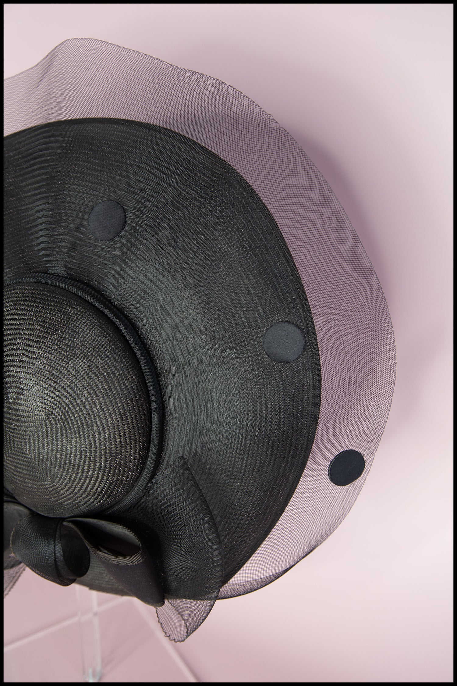Vintage 1980s Black Dot Wide Brim Hat