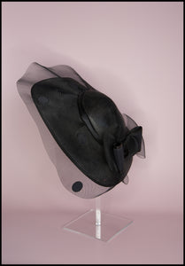 Vintage 1980s Black Dot Wide Brim Hat