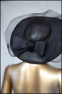 Vintage 1980s Black Dot Wide Brim Hat