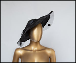 Vintage 1980s Black Dot Wide Brim Hat