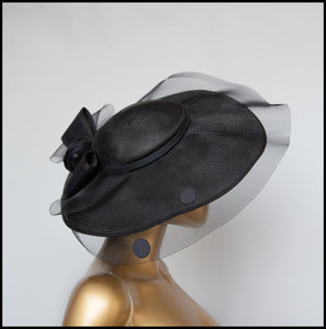 Vintage 1980s Black Dot Wide Brim Hat