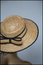 Original Vintage 1980s Polkadot Straw Boater