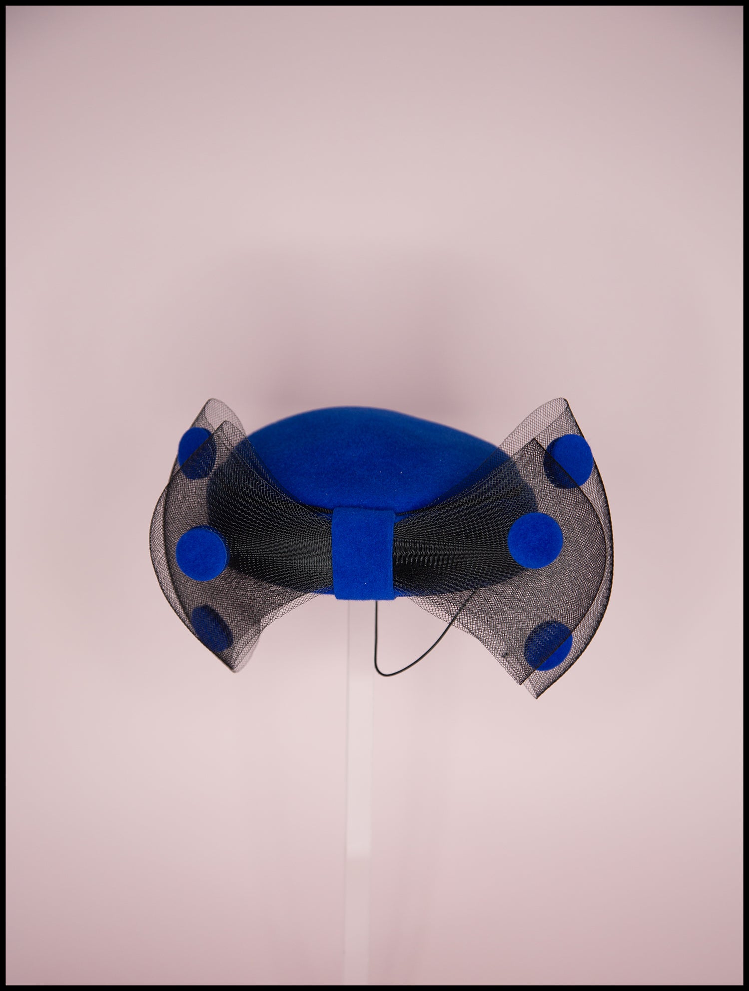 Vintage 1980s Blue Dot Pill Box Hat