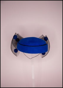 Vintage 1980s Blue Dot Pill Box Hat