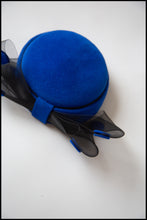 Vintage 1980s Blue Dot Pill Box Hat