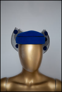 Vintage 1980s Blue Dot Pill Box Hat