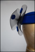 Vintage 1980s Blue Dot Pill Box Hat
