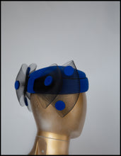 Vintage 1980s Blue Dot Pill Box Hat