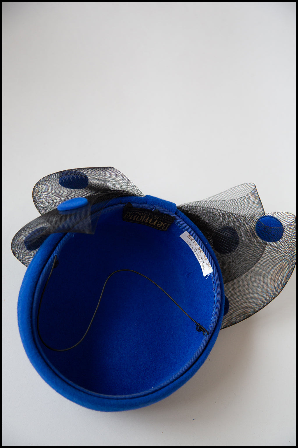 Vintage 1980s Blue Dot Pill Box Hat