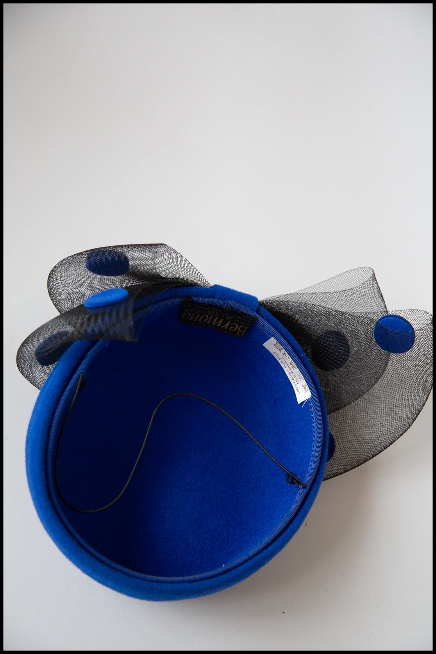 Vintage 1980s Blue Dot Pill Box Hat
