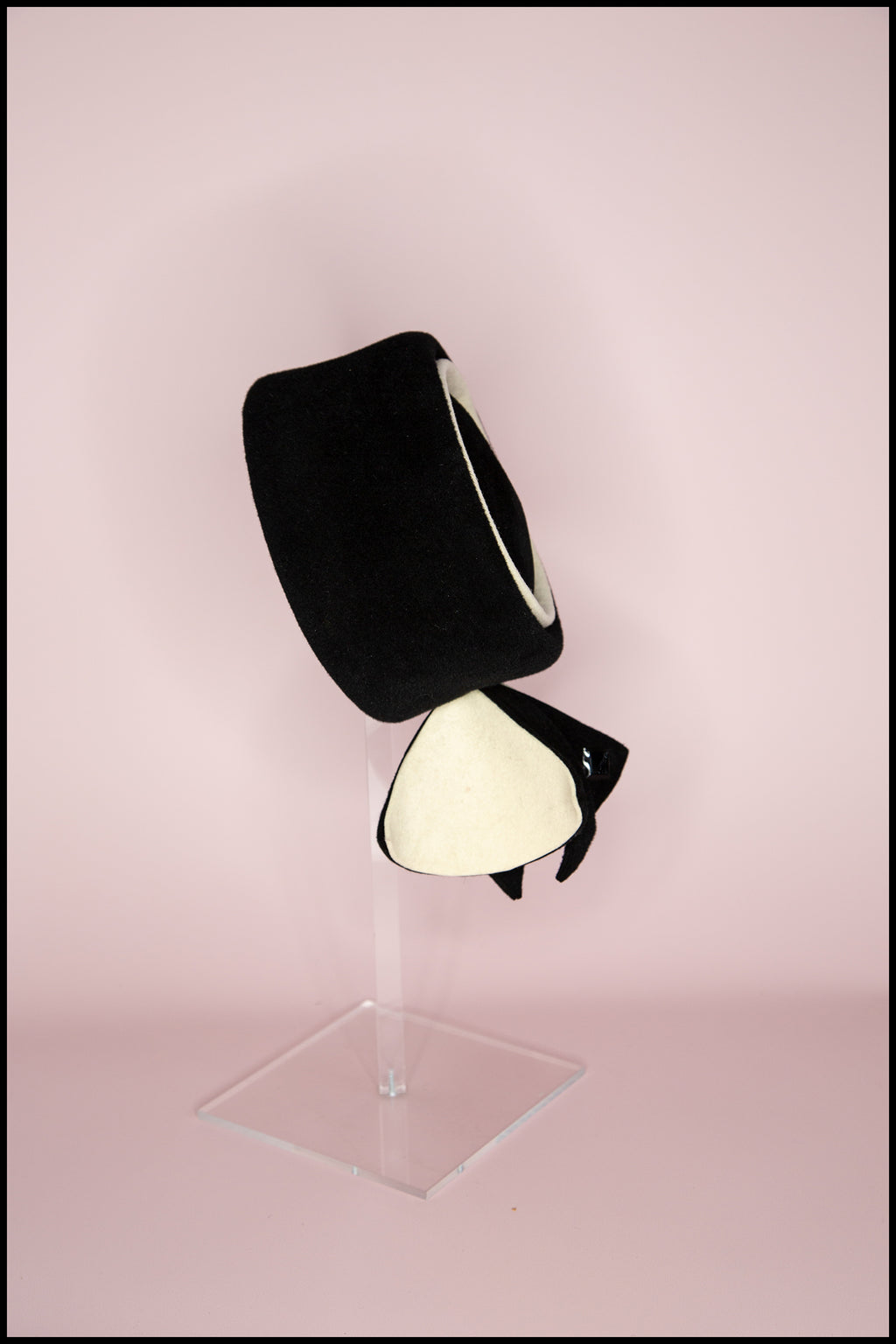 Vintage 1980s Black and White Pill Box Hat