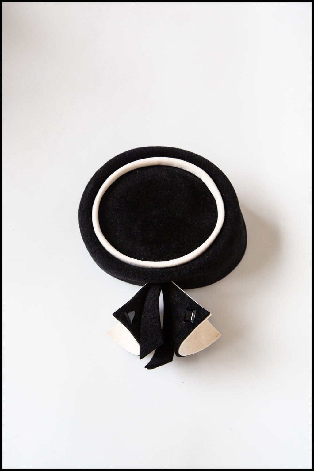 Vintage 1980s Black and White Pill Box Hat