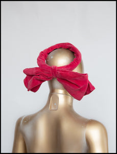 RESERVED Vintage 1950s Pink Velvet Bow Hat