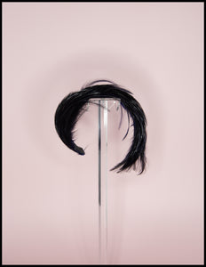 Vintage 1950s Navy Blue Feather Hairband