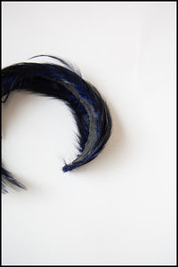 Vintage 1950s Navy Blue Feather Hairband