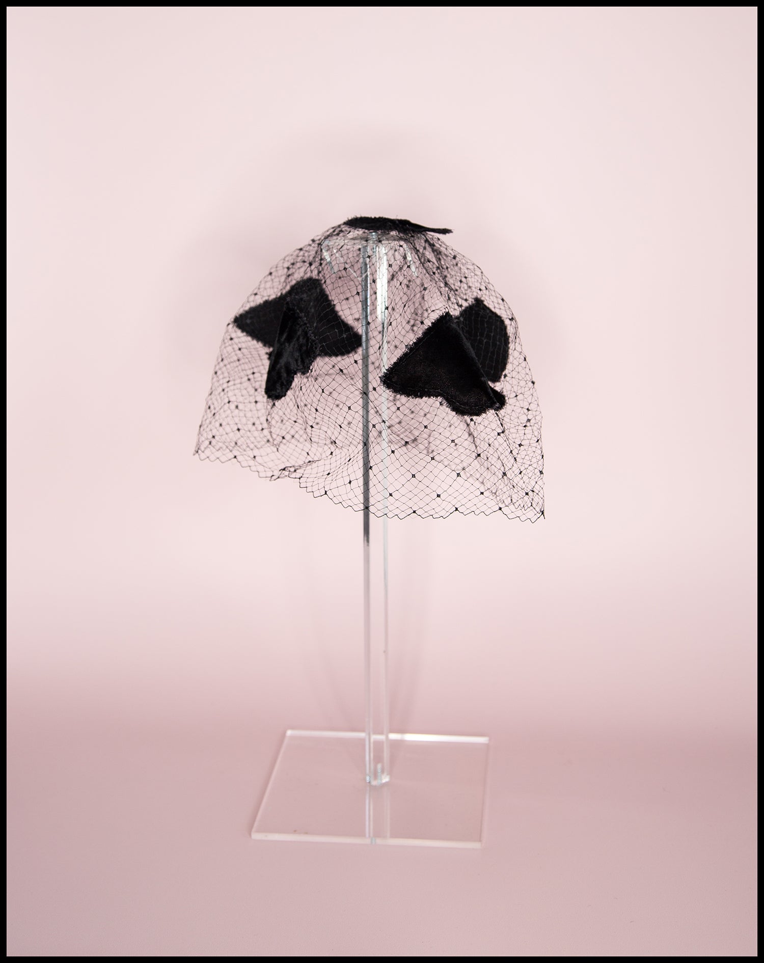 Vintage 1950s Black Velvet Veil