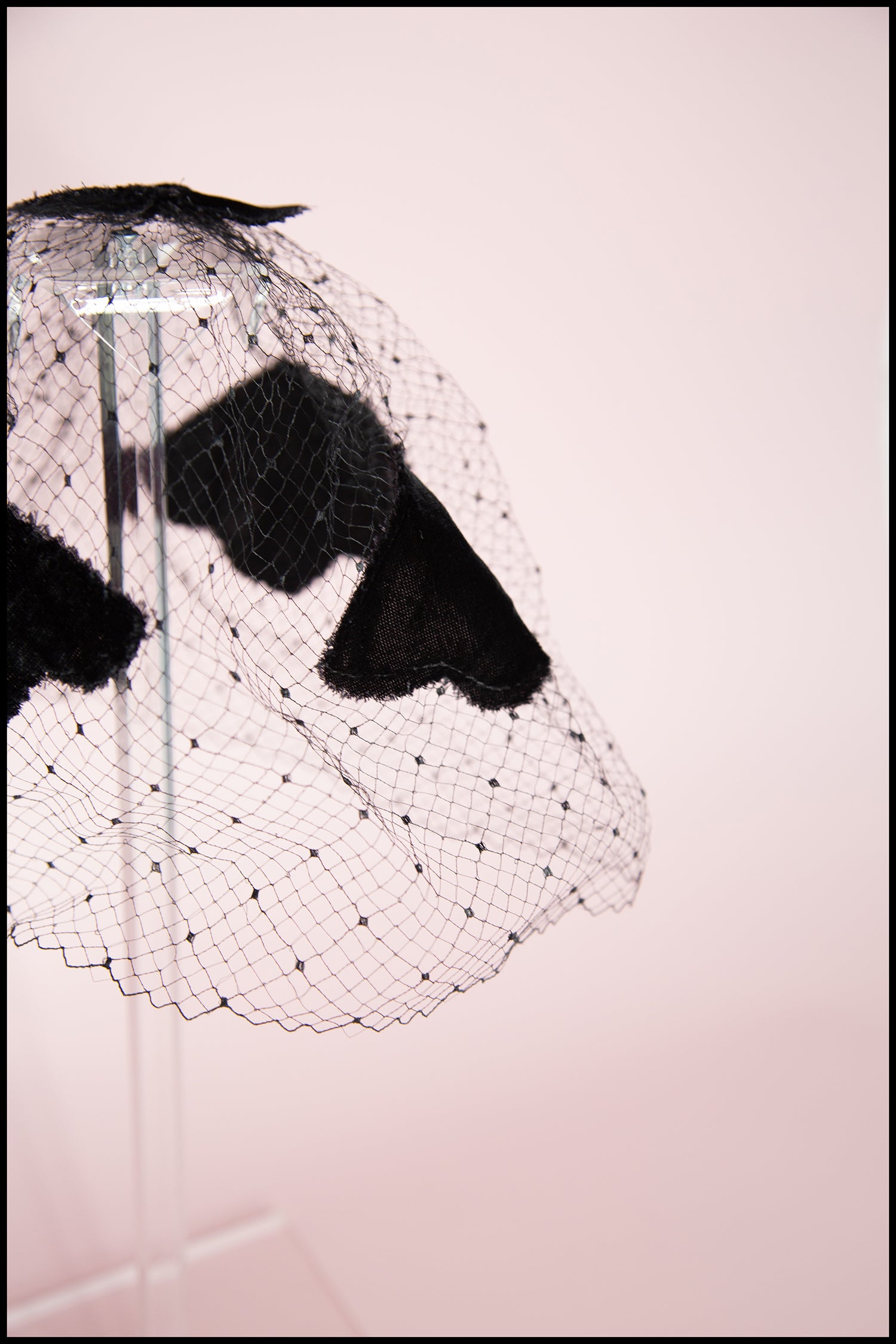 Vintage 1950s Black Velvet Veil