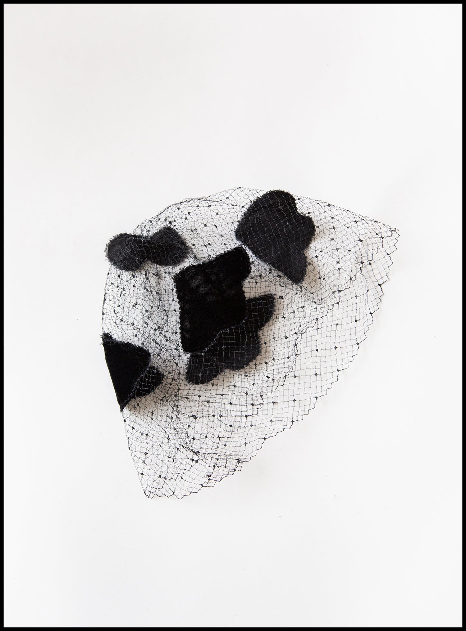 Vintage 1950s Black Velvet Veil