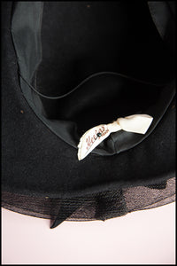 Vintage 1940s Black New Look Hat