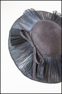 Vintage 1940s Navy Straw Hat (As Is)