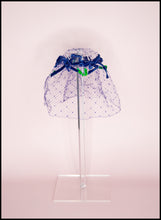 Vintage 1950s Blue Velvet Veil Hat