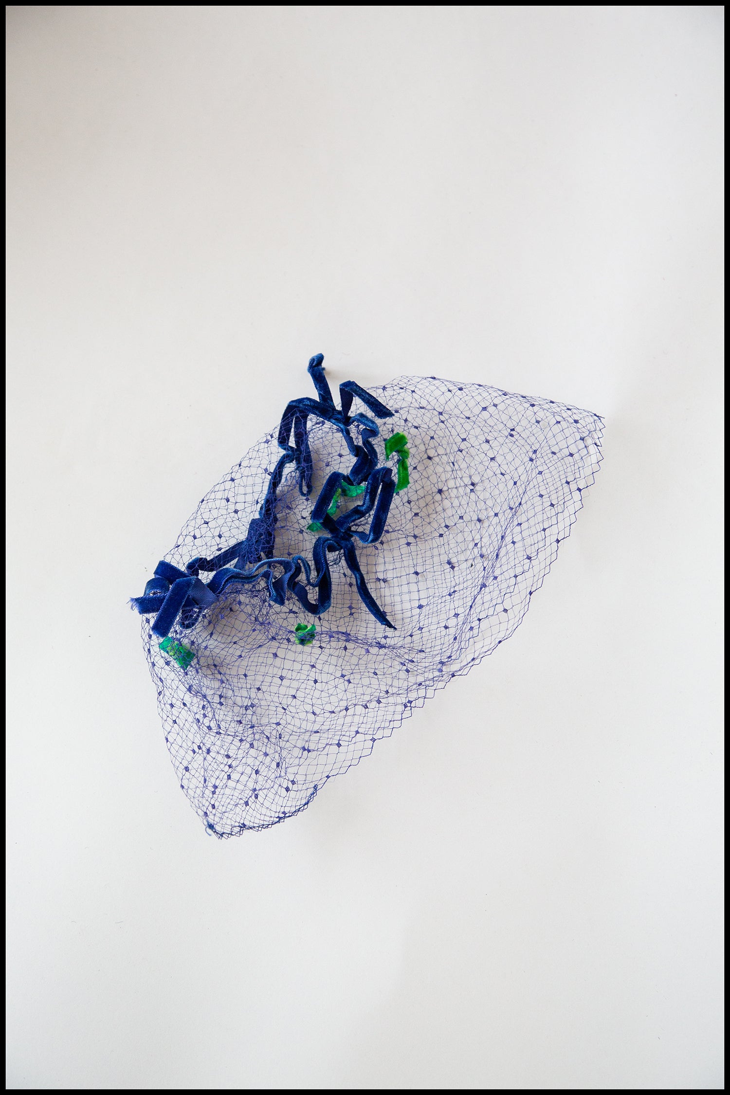 Vintage 1950s Blue Velvet Veil Hat