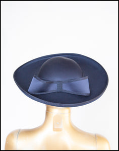 Vintage 1980s Navy Wide Brimmed Hat
