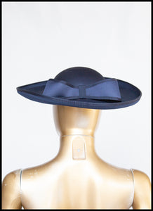 Vintage 1980s Navy Wide Brimmed Hat