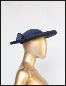 Vintage 1980s Navy Wide Brimmed Hat