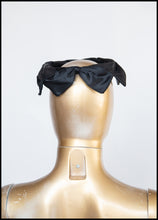 Vintage 1950s Black Satin Bow Crown Fascinator