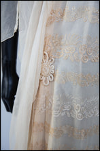 Vintage 1920s Cream Silk Chiffon Embroidered Dress