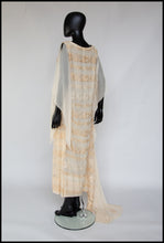 Vintage 1920s Cream Silk Chiffon Embroidered Dress