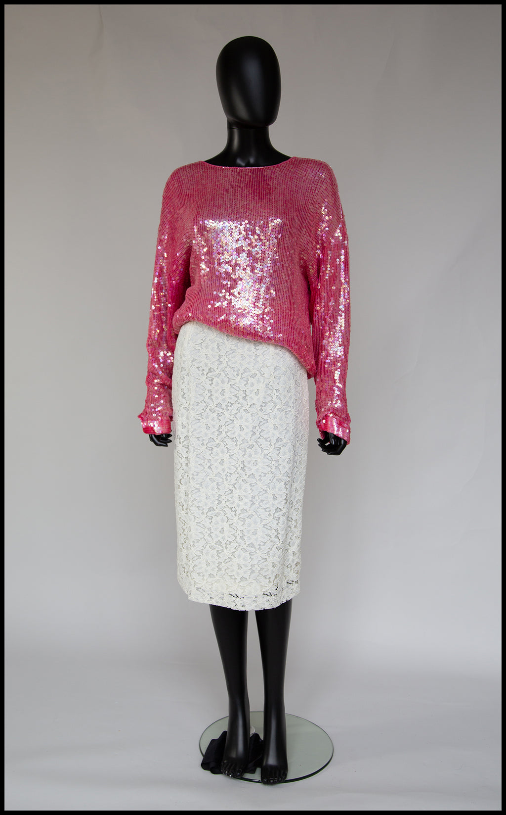 Vintage 1980s Pink Silk Sequin Top