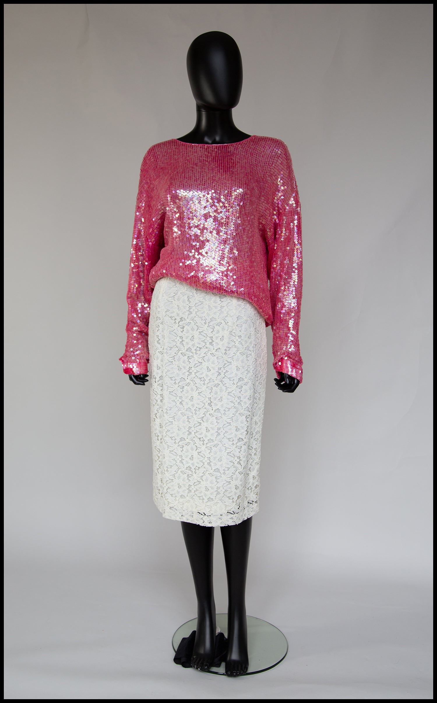 Vintage 1980s Pink Silk Sequin Top