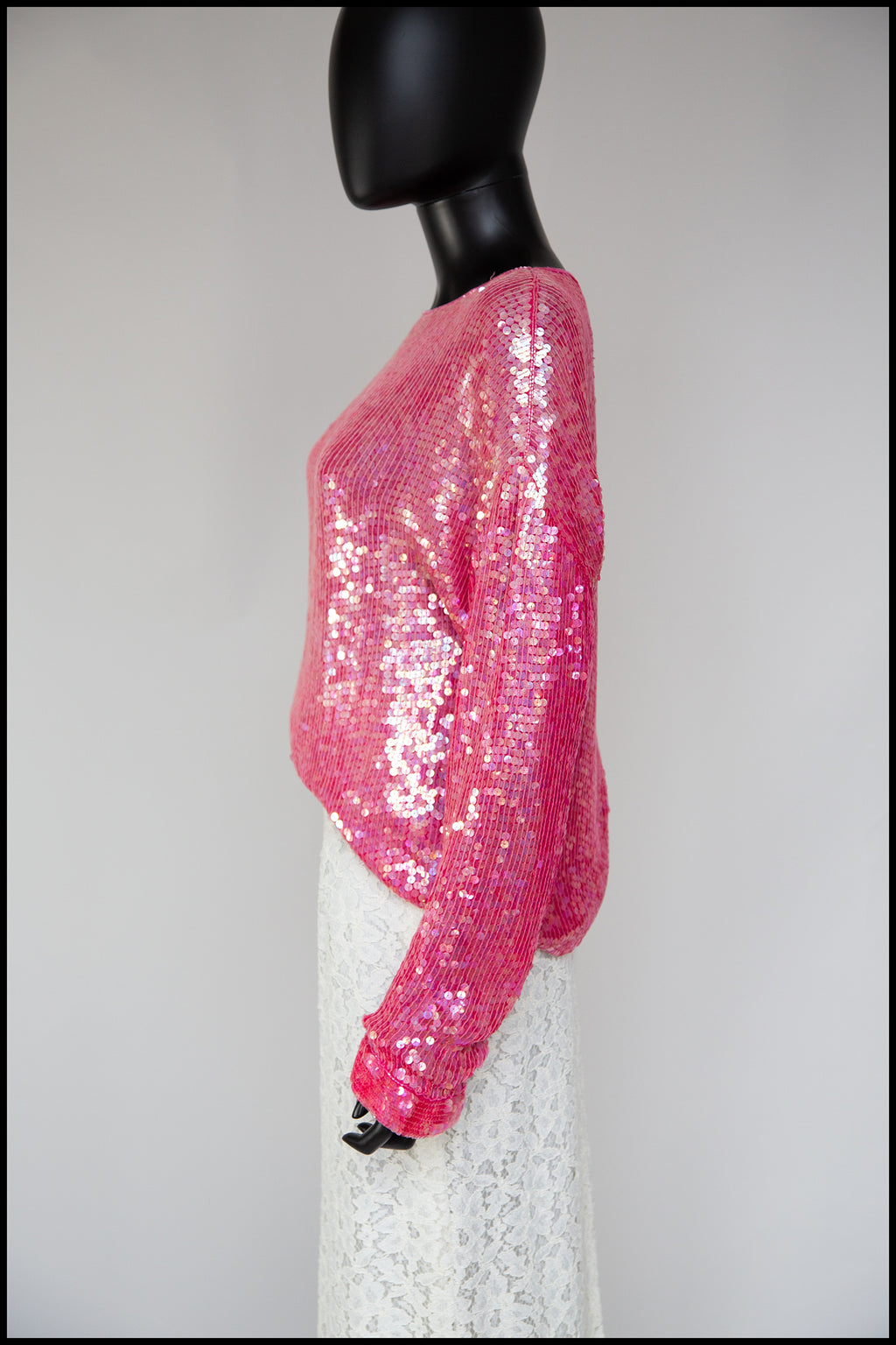 Vintage 1980s Pink Silk Sequin Top