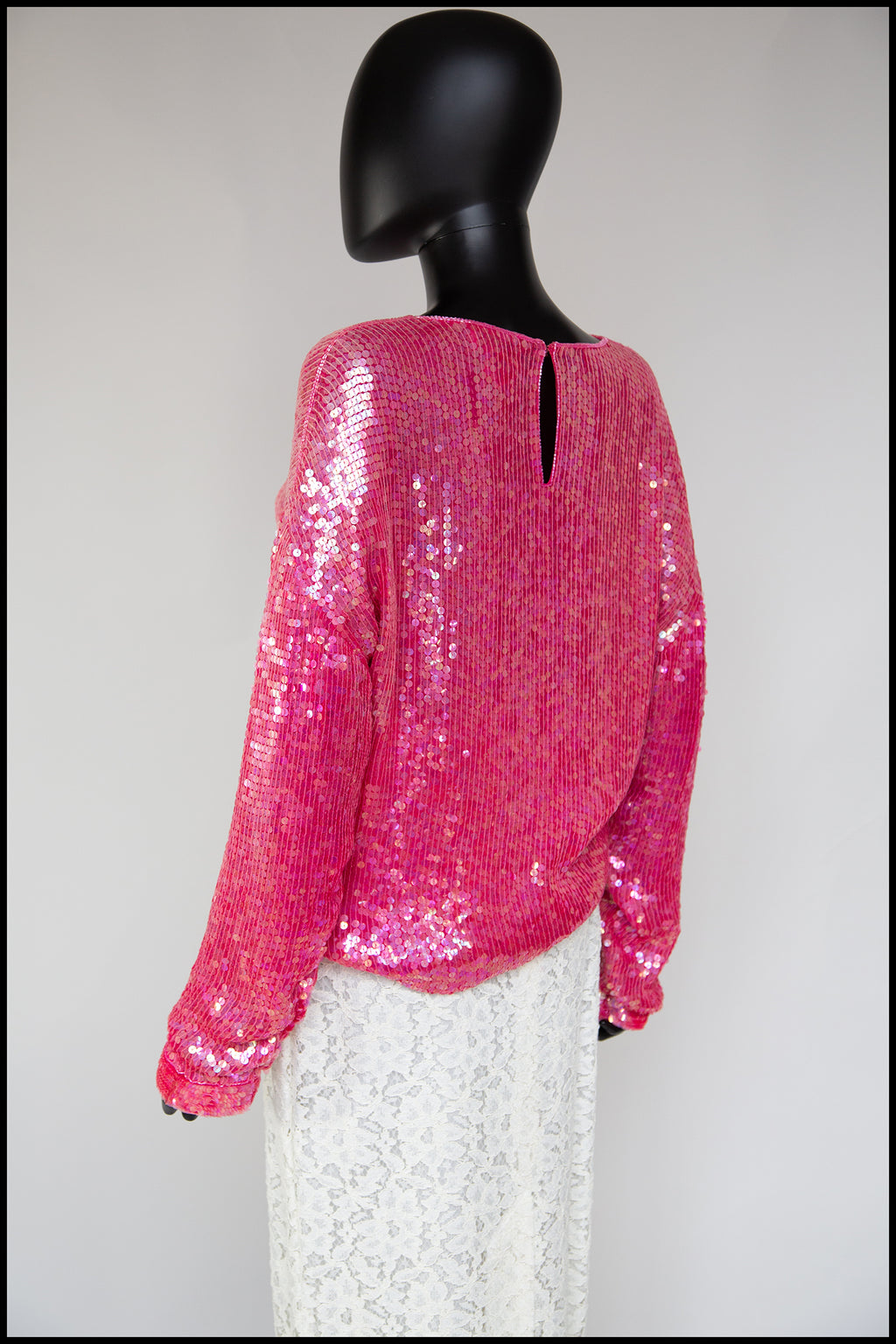Vintage 1980s Pink Silk Sequin Top