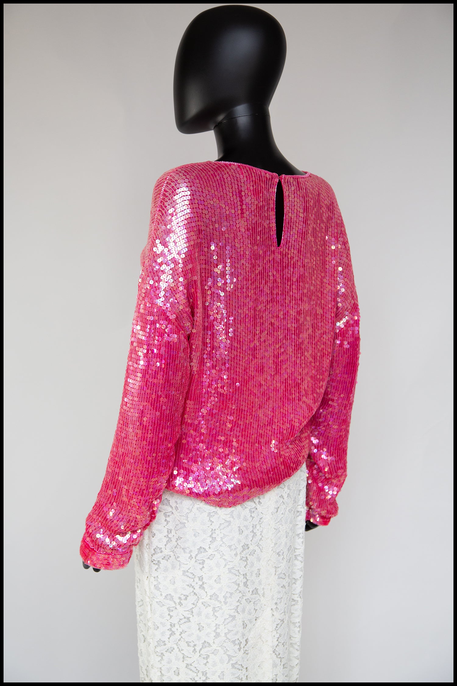 Vintage 1980s Pink Silk Sequin Top