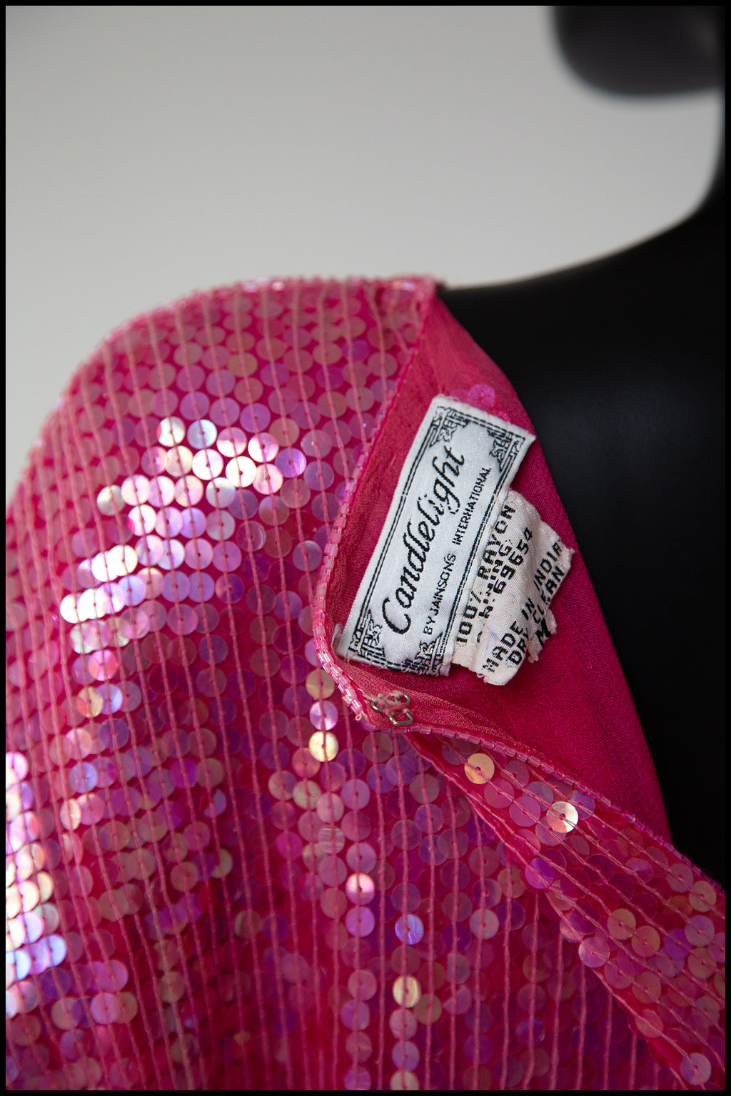 Vintage 1980s Pink Silk Sequin Top