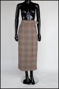 Vintage 1940s Style Tweed Long Midi Pencil Skirt