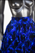 Vintage 1950s Blue Floral Velvet Skirt