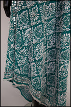 Vintage 1960s Mint Green Phulkari Embroidered Shawl