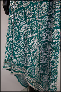 Vintage Large Mint Green Phulkari Embroidered Shawl
