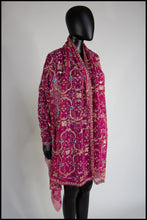 Vintage 1980s Pink Gold Silk Embroidered Long Wrap