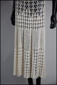 Vintage 1970s Cream Hand Crochet Dress