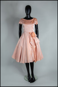 Vintage 1950s Ballet Pink Rose Dress