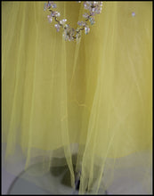 Vintage 1950s Yellow Sequin Tulle Cocktail Dress