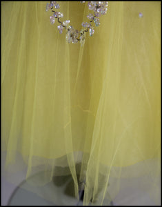 Vintage 1950s Yellow Sequin Tulle Cocktail Dress